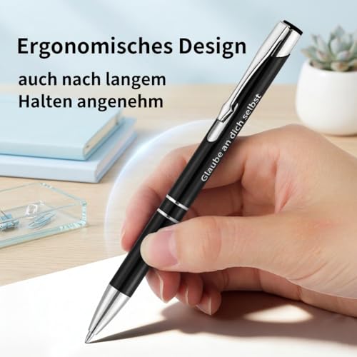 kander Kugelschreiber Hochwertig Set 12 Stück, Metall Druckkugelschreiber 12 Farben, Personalisierte Kugelschreiber Schwarze Tinte, Kulis Set für Büro, Schule & Home Office