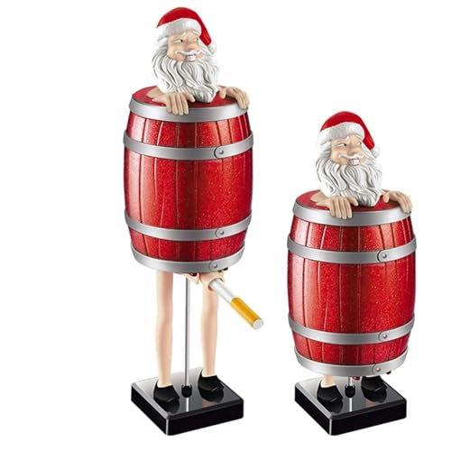 Zigarettenspender Weihnachtsmann Lustig Zigarettenspender für Herren, Pop up Holzfass Zigarettenschachtel für 10 Zigaretten, Weihnachtsmann Figur, Streichspielzeug Geschenk für Mann