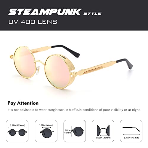 Image of CGID Retro Steampunk Round Polarized Sunglasses Men Womens Metal Circle Frame UV400 Protection E72