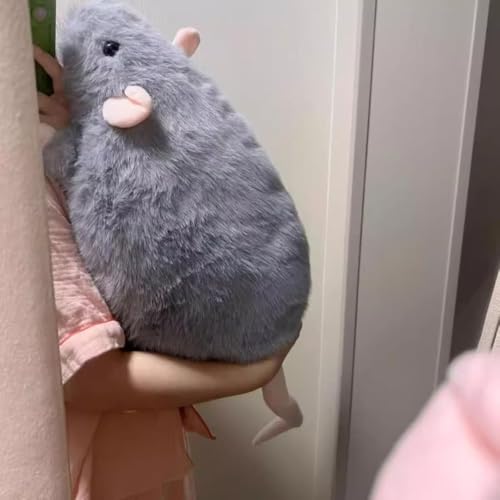ぬいぐるみ 大きいサイズ 抱き枕 ねずみ 鼠 アニマルズ ネズミ ふわふわ 可愛い クッション 人形 室内装飾用 おもちゃ 動物 素敵な触感 90cm 柔らかい 寝室 添寝枕 誕生日 可愛い グレー 癒し系 (55cm,グレー)