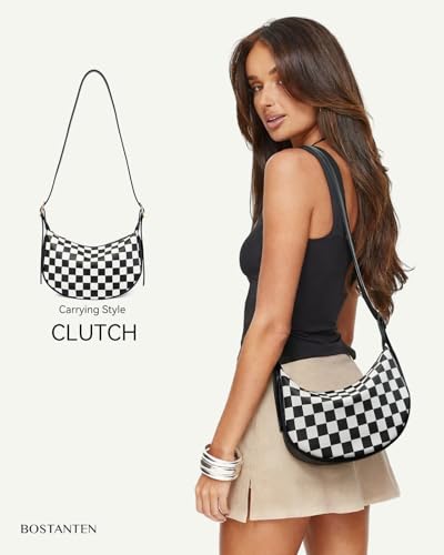 Image of BOSTANTEN Purses for Women Crescent Crossbody Bag Vegan Leather Shoulder Hobo Handbag Adjustable Strap