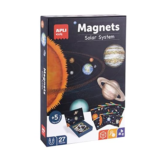 APLI Kids 19272 - Juego magnético Sistema Solar - Tablero con 27 piezas magnéticas - 10 idiomas - Recomedado para niños a partir de 5 años