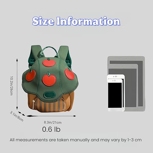 Image of Kawaii Kids Backpack for Preschool 3,4,5,6 Year Old Girl and Boy Gifts Kindergarten Elementary Cute Mushroom Toddler Bag(Green)