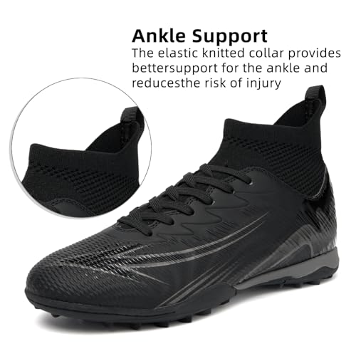 Image of Soccer Cleats for Mens Womens High Tops Lace Up Unisex Football Shoes Indoor Turf Soccer Shoes AG FG TF for Beginners to Advanced Players