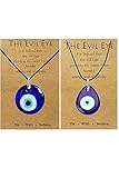 Long tiantian Evil Eye Pendant Necklace,Blue Turkish Glass Leather Rope Evil Eye Necklace for Women