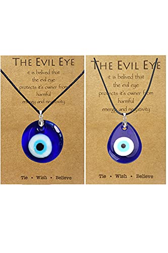 Long Tiantian Evil Eye Pendant Necklace,Blue Turkish Glass Leather Rope Evil Eye Necklace For Women Men Lucky Protection Necklace Jewelry #TOP4