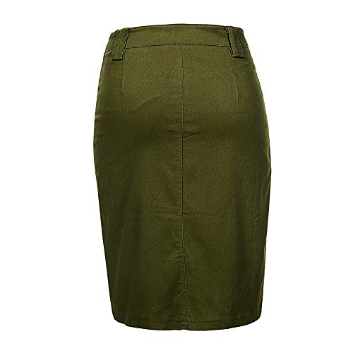 Glostory Women's Knee Length Pencil Skirts With Front Pockets And Slit 1803 (S,Army Green) #TOP1