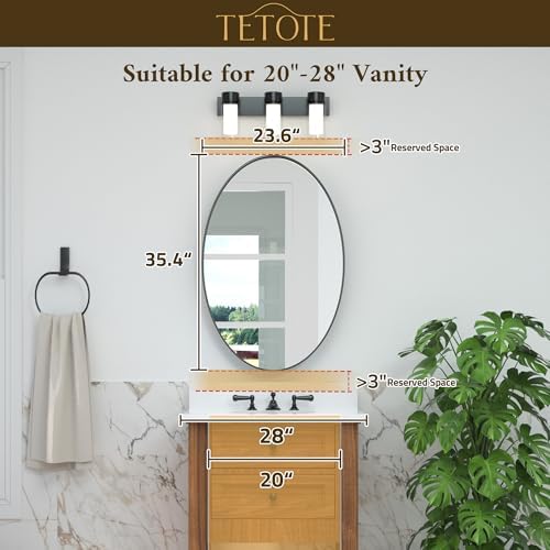 TETOTE 24 x 36 Black Oval Bathroom Mirror Matte Black Framed Wall Mounted Mirror for Vanity, Modern Decorative Shatterproof Oval Wall Mirrors for Entryway, Living Room, Bedroom - 1