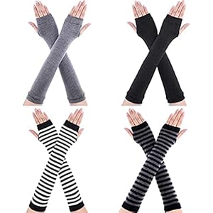 4 Paar Lange Vingerloze Winterhandschoenen, Gebreide Armwarmers Lange Vingerloze Handschoenen, Rekbare Lange Vingerloze Handschoenen voor Vrouwen Meisjes (4 Kleuren)