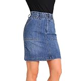 JEANIR Women's Rubber Scarf Waist Knee Length Skirt Elastic Waist A-Line Skirt Knee Length Midi Skir