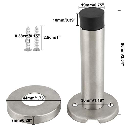 Homend 10 Pack Stainless Steel Door Stops With Sound Dampening Rubber Bumper,Wall Mount Door Stop,Brushed Finish Door Stop For Wall Protector With Hardware Screws 3.5 Inch #TOP1