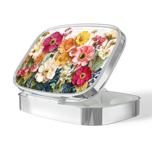 Image of Pill Box-2 Compartment Small Pill Case Portable for Pocket & Purse Single Pill Carrier Pill Container to Hold Vitamins Medication Fish Oil and Supplements BPA-Free