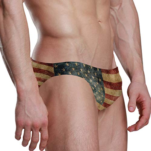 Dallonan Men Swim Brief Bikini Retro American Flag Beach Bikini For Men Swim Underwear Xl #TOP1