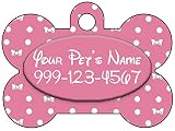 Cute Minnie Bow Polka Dots Pet Id Dog Tags | Personalized for Your Pet (Pink, One Sided)