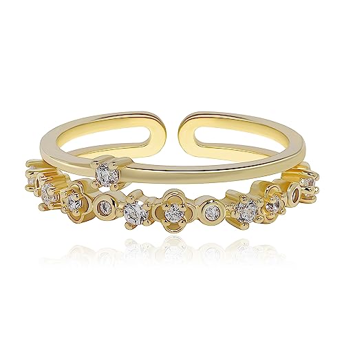 Meissa Sterling Silber Ring für Frauen Wrap Around Olive Leaf Ast Ring Verstellbar Handmade Ring Paved Cubic Zirkonia Stein Stapelbar Offene Ringe (Silber