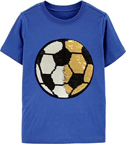 Toddler Boys Soccer Ball Shirts Flippy Sequins Tees Football Short Sleeve Kids Fashion Tops for 4t 5T