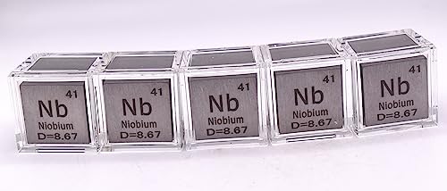 Image of 1 inch 25.4mm Niobium Metal Cube Nb up to 99.9% Pure Periodic Table Element Engraved Density Collection Science Education Display Block Cube + Acrylic Case Box - 1PC