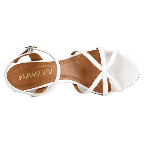 Image of MAIERNISI JESSI Unisex Men's Women's Strappy Sandals, Kitten Heel, Slingback, Open Toe, Dress Shoes