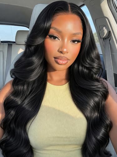 Image of KLAIYI Bye Bye Slip Loose Body Wave Glueless Pre Cut 7X5 Lace Front Wigs Human Hair Drawstring 30S Ready to Wear and Go Wig Pre Plucked Bleached Knots Bouncy Curls Pre Everything Beginners Wig 22Inch