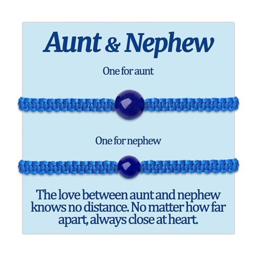 Auntie Nephew Bracelets Gifts for Aunt And 2 3 Nephews Gift from Auntie Two Three Nephews Matching Bracelets Set for 2 3 4 5 Pcs Birthday Beads String Bracelets Adjustable Jewelry with Cards Men Women Ideas