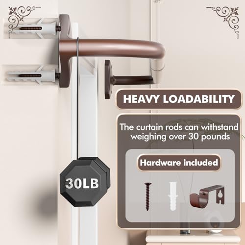 Kuianroll Bronze Curtain Rods For Windows 28 To 48 Inch,Adjustable Blackout Curtain Rod For Bedroom,Outdoor,5/8 Inch Diameter Wrap Around Curtain Rod,No Rust thumb #3