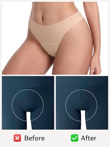Image of LUCKMEEY Cotton Thongs for Women Seamless Thongs for Women No Show Thong Panty Liners Workout G-String Thongs Underwear