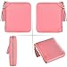 Easyoulife Womens Credit Card Holder Wallet Zip Leather Card Case RFID Blocking (Pink)