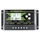 DIFCUL solar laderegler,laderegler solar 12v,solarregler solarladeregler laderegler 12v, 10A PWM Solarpanel Batterie Außeneinsatz Mit USB Anschluss LCD Hintergrundbeleuchtung Für Solar-PV-System