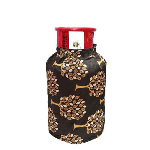 Image of Woah Cotton DustProof and Dustproof LPG Gas Cylinder Cover| Top Design Stain| Dust| DustProof PVC LPG Gas Cylinder Cover, Polyester Gas Tank Cover Fits StandardG (Pack of 1, Coffee Tree)