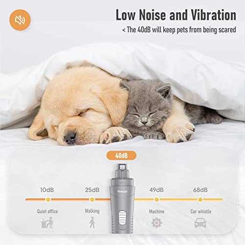 Peteast Electric Dog Nail Grinder Professional, Upgraded Type C W Led Lighting, Quiet Painless Safe Smooth Paw Grooming, Powerful 5 Speeds Clipper Trimmer (Grey) #TOP4