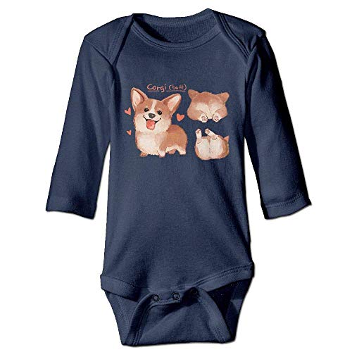 Image of Love Corgi Butt Dog - Unisex Baby Bodysuit Cartoon Long Sleeve Romper Jumpsuit