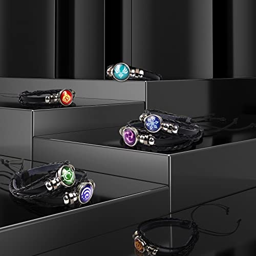 Genshin Impact Bracelet, Genshin Imact Merch Element Luminous Bracelet, 7 Pack Animne Genshin Bracelet Of God's Eye Glow In Dark, Genshin Merch Bracelet Of Wind Fire Thunder Grass Ice Water Rock #TOP2