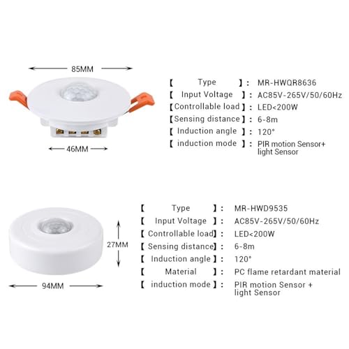 Interruptor de luz de sonido E27 con sensor de movimiento PIR automático para techo 6