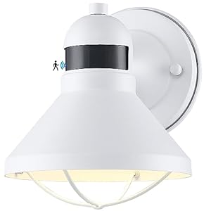 LONEDRUID Dusk to Dawn Motion Sensor LED Outdoor Barn Light Fixtures White Exterior Wall Lantern Waterproof Outside Sconce Lighting Rustic Farmhouse Wall Mount Lamp for House Porch Patio Garage