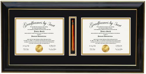 3art Double Diploma Frame with Tassel Holder for 8.5x11 Diploma,Certificate,Document (CUSTOMIZABLE) RC Double Mat and Multi Colo