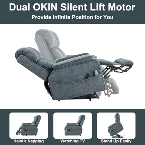Sillón reclinable eléctrico azul grisáceo grande miniatura 5