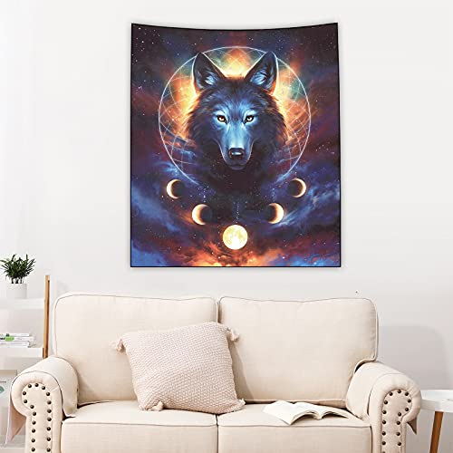 Chifave Wolf Tapestry, Premium Space 50"x 60" Tapestry Wild Wolf Art Tapestry Wall Decor Galaxy Moon Tapestry Wall Hanging for Bedroom Living Room Dorm Tapestry