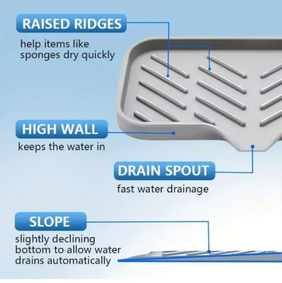 Image of Kitchen Sink Organiser & Sink Organizer for Kitchen Basin | Kitchen Organizer Items with Sink Drainer, Kitchen Soap Stand for Sink, Sponge Holder & Soap Stand for Kitchen Sink (SoapMat Small)