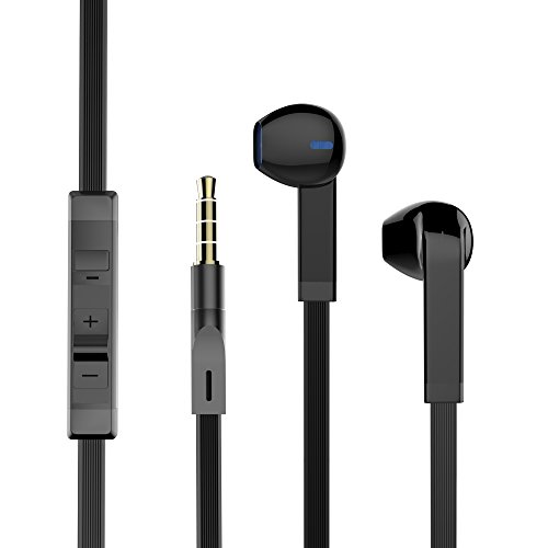 Earbuds, Arrela 3.5mm Wired Stereo Headphones with Remote Control and Microphone Compatible with iPhone iPod iPad Black