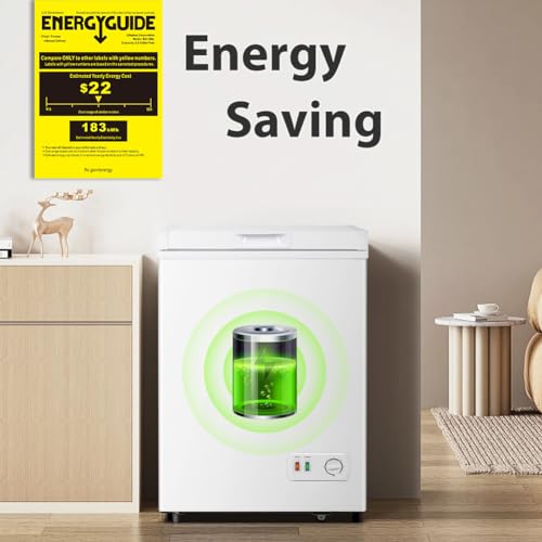 Image of 4.2 Cu.Ft Small Deep Freezer, Chest Freezer with Removable Basket, 7-Temp Adjustable Deep Freezer, Ultra Quiet, Energy Saving,Compact Freezer for Apartment, Home, Office, Garage White