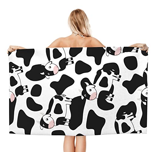 Zuxhvia Cow Print Bath Towel Quick Drying Absorbent Towels - Multipurpose Use As Bath Fitness, Shower, Sports, Yoga Towel (Cow Print Black And White, One Size) #TOP1