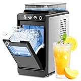 Kismile Portable Countertop Ice Maker, Rapid Bullet Ice in 6 Mins, 26 Lbs/24H Output Ice Machine with Dual Water Reservoirs, Small & Large Bullet Ice, Self-Cleaning, Ice Maker for Kitchen, Office & RV