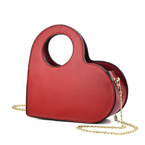 KURGOOL Heart Purse Clutch Purses and Handbags Small Crossbody Bag with Golden Chain Birthday Gifts for Women Mom Sister