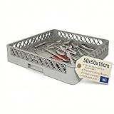 getgastro Spülkorb, Spülmaschinenkorb für Kleinteile und Bestecke. 50x50x10cm, feinmaschig, Ideal für Waschstraßen & Haubenspülmaschinen