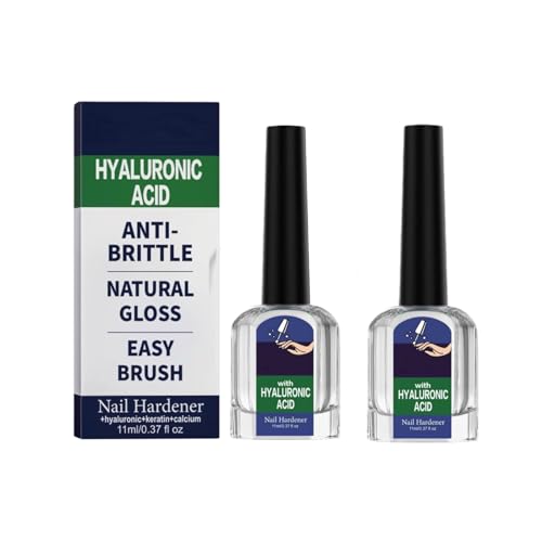 Nail Hardener Extra Strong and Growth, 2X11ML Nail Strengthener for Weak Nails, Natural Nails Repair Treat-ment Polish with Hyaluronic Acid, Deep Nourishing N-ail Care Treat-ment Polish, for Men Women