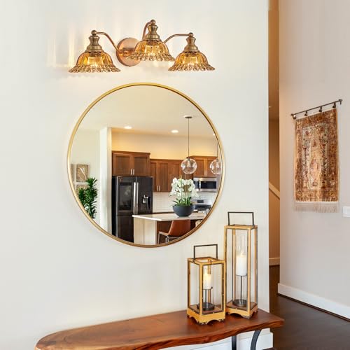 Image of XIEDUN Tea Glass 3 Light Vanity Light Colored Glass Bathroom Light Fixture Vanity Lighting Fixtures
