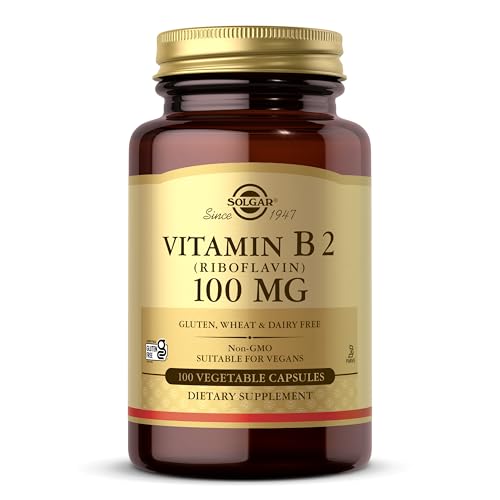 Solgar Vitamin B2 (Riboflavin) 100 mg Vegetable Capsules - Pack of 100 - Supports Energy Production - Can Help Reduce Tiredness and Fatigue - Vegan and Gluten-Free