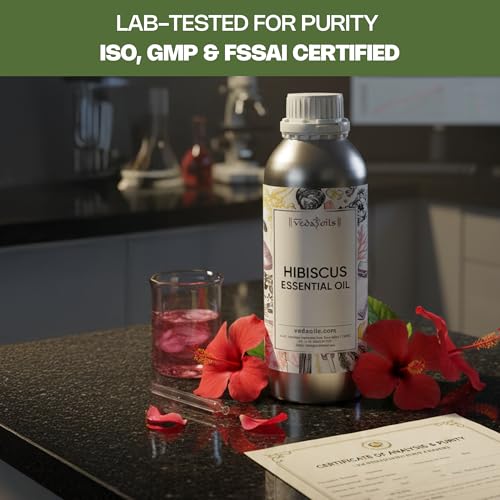 Image of VedaOils Hibiscus Essential Oil for Hair Growth 100ml | Pure Hibiscus Hair Oil for Strong, Shiny and Healthy Hair | Scalp Care & Hair Nourishment