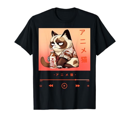 Japanese Kimono-wearing Kitty in Vintage Style T-Shirt