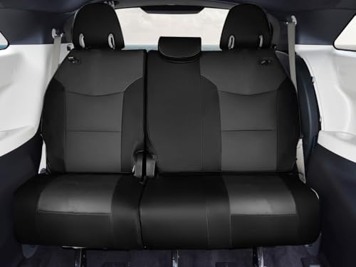 Seat Covers for Toyota Sienna 2021 2022 2023 2024 2025 LE, XLE,8 Seats,2nd Row 4/2/4 Split,Custom Fit Full Set Sienna Seat Covers,Durable and Breathable Faux Leather,Airbag compatible(Black/Gray)